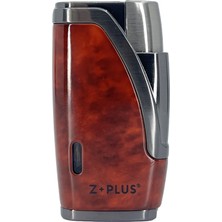 Z Plus Z+Plus Çift Torch Alevli, Entegre Delicili (Punch) Lüks Puro Çakmağı - Maun & Füme