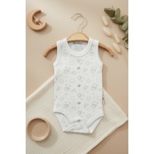 Hoppa Bear Desenli Kolsuz Erkek Bebek Body %100 Pamuk