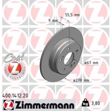 Zimmermann 400.1412.20 Fren Diski Arka Mercedes W202 W203 CL203 W210 C208 W124 A1244230412