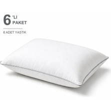 Binna Soft Comfort Touch Biyeli Yastık 6'li Paket 50X70 cm 1000 gr Boncuk Silikon Elyaf Dolgulu - Gümüş