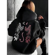 BarsDepo Melek ve Şeytan Kanatları Baskılı Hoodie Sweatshirt %100 Pamuk | Supriz Hediyeli