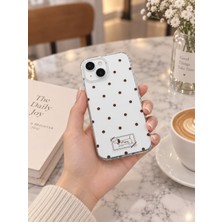Aksesuarda iPhone 15 Uyumlu Puppy Puantiyeli Şeffaf Telefon Kılıfı Esnek Darbe Emici Şık Desenli Koruyucu Kılıf