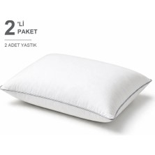Binna Soft Comfort Touch Biyeli Yastık 2'li Paket 50X70 cm 900 gr Boncuk Silikon Elyaf Dolgulu - Gümüş