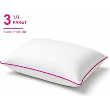 Binna Soft Comfort Touch Biyeli Yastık 3'li Paket 50X70 cm 900 gr Boncuk Silikon Elyaf Dolgulu - Fuşya