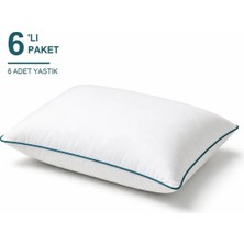 Binna Soft Eco Biyeli Yastık 6'li Paket 50X70 cm 800 gr Boncuk Silikon Elyaf Dolgulu - Petrol Mavisi