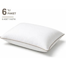 Binna Soft Eco Biyeli Yastık 6'li Paket 50X70 cm 800 gr Boncuk Silikon Elyaf Dolgulu - Vizon