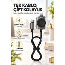 Mo Dou 100W Pd Type-C Usb-C Hızlı Şarj Kablosu 5A Örgülü 1,2 Metre Akıllı Saat Şarj Destekli 2'si 1 Arada