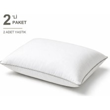 Binna Soft Comfort Touch Biyeli Yastık 2'li Paket 50X70 cm 900 gr Boncuk Silikon Elyaf Dolgulu - Taş