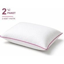 Binna Soft Eco Biyeli Yastık 2'li Paket 50X70 cm 700 gr Boncuk Silikon Elyaf Dolgulu - Pembe