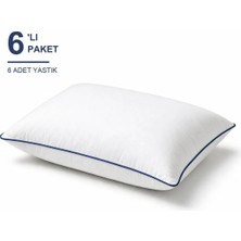 Binna Soft Eco Biyeli Yastık 6'li Paket 50X70 cm 800 gr Boncuk Silikon Elyaf Dolgulu - Indigo