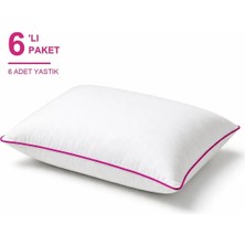Binna Soft Eco Biyeli Yastık 6'li Paket 50X70 cm 600 gr Boncuk Silikon Elyaf Dolgulu - Fuşya