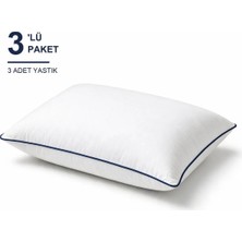 Binna Soft Eco Biyeli Yastık 3'li Paket 50X70 cm 600 gr Boncuk Silikon Elyaf Dolgulu - Lacivert