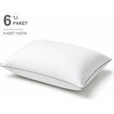 Binna Soft Comfort Touch Biyeli Yastık 6'li Paket 50X70 cm 1000 gr Boncuk Silikon Elyaf Dolgulu - Açık Gri
