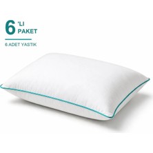 Binna Soft Comfort Touch Biyeli Yastık 6'li Paket 50X70 cm 900 gr Boncuk Silikon Elyaf Dolgulu - Turkuaz