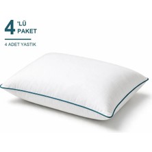 Binna Soft Eco Biyeli Yastık 4'li Paket 50X70 cm 700 gr Boncuk Silikon Elyaf Dolgulu - Petrol Mavisi