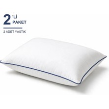 Binna Soft Eco Biyeli Yastık 2'li Paket 50X70 cm 700 gr Boncuk Silikon Elyaf Dolgulu - Indigo