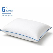 Binna Soft Eco Biyeli Yastık 6'li Paket 50X70 cm 600 gr Boncuk Silikon Elyaf Dolgulu - Mavi