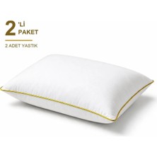 Binna Soft Comfort Touch Biyeli Yastık 2'li Paket 50X70 cm 900 gr Boncuk Silikon Elyaf Dolgulu - Hardal