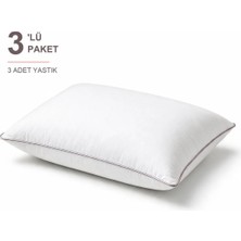 Binna Soft Comfort Touch Biyeli Yastık 3'li Paket 50X70 cm 900 gr Boncuk Silikon Elyaf Dolgulu - Pudra