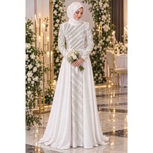 Gül&Can Butik 🤍 Tesettür Nikah Elbisesi – Zarif ve Işıltılı Tasarım
