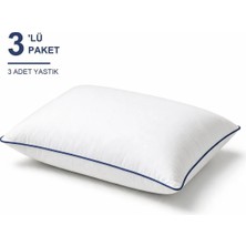 Binna Soft Comfort Touch Biyeli Yastık 3'li Paket 50X70 cm 900 gr Boncuk Silikon Elyaf Dolgulu - Indigo