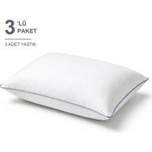 Binna Soft Eco Biyeli Yastık 3'li Paket 50X70 cm 600 gr Boncuk Silikon Elyaf Dolgulu - Lavanta