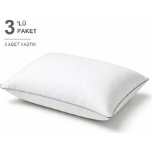 Binna Soft Eco Biyeli Yastık 3'li Paket 50X70 cm 600 gr Boncuk Silikon Elyaf Dolgulu - Gümüş