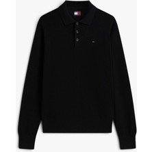 Tommy Hilfiger Tjm Slım Essentıal Polo Sweater Erkek Siyah Kazak - DM0DM20304