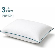 Binna Soft Comfort Touch Biyeli Yastık 3'li Paket 50X70 cm 900 gr Boncuk Silikon Elyaf Dolgulu - Petrol Mavisi
