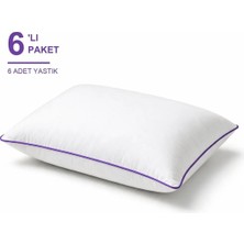 Binna Soft Eco Biyeli Yastık 6'li Paket 50X70 cm 700 gr Boncuk Silikon Elyaf Dolgulu - Mor