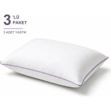 Binna Soft Comfort Touch Biyeli Yastık 3'li Paket 50X70 cm 1000 gr Boncuk Silikon Elyaf Dolgulu - Lila