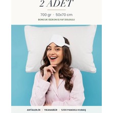 Binna Soft Eco 2 Adet 700 gr Boncuk Silikon Elyaf Dolgulu Yastık 50X70 cm Antialerjik Yıkanabilir Otel Yastığı Seti