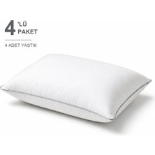 Binna Soft Eco Biyeli Yastık 4'li Paket 50X70 cm 600 gr Boncuk Silikon Elyaf Dolgulu - Gümüş