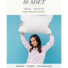 Binna Soft Comfort Touch 10 Adet 1000 gr Boncuk Silikon Elyaf Dolgulu Yastık 50X70 cm Antialerjik Yıkanabilir Otel Yastığı Seti