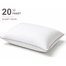 Binna Soft Eco Biyeli Yastık 20'li Paket 50X70 cm 800 gr Boncuk Silikon Elyaf Dolgulu - Pudra