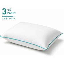 Binna Soft Eco Biyeli Yastık 3'li Paket 50X70 cm 700 gr Boncuk Silikon Elyaf Dolgulu - Turkuaz