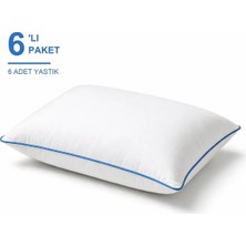 Binna Soft Eco Biyeli Yastık 6'li Paket 50X70 cm 700 gr Boncuk Silikon Elyaf Dolgulu - Mavi