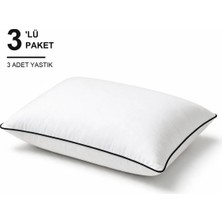 Binna Soft Eco Biyeli Yastık 3'li Paket 50X70 cm 700 gr Boncuk Silikon Elyaf Dolgulu - Siyah