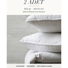 Binna Soft Eco 2 Adet 800 gr Boncuk Silikon Elyaf Dolgulu Yastık 50X70 cm Antialerjik Yıkanabilir Otel Yastığı Seti