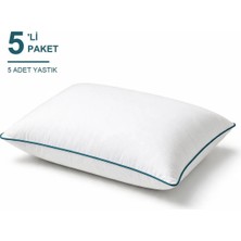 Binna Soft Eco Biyeli Yastık 5'li Paket 50X70 cm 800 gr Boncuk Silikon Elyaf Dolgulu - Petrol Mavisi