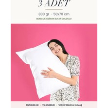 Binna Soft Eco 3 Adet 800 gr Boncuk Silikon Elyaf Dolgulu Yastık 50X70 cm Antialerjik Yıkanabilir Otel Yastığı Seti