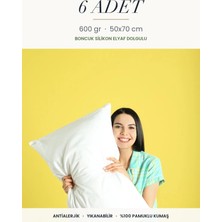 Binna Soft Eco 6 Adet 600 gr Boncuk Silikon Elyaf Dolgulu Yastık 50X70 cm Antialerjik Yıkanabilir Otel Yastığı Seti