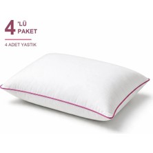 Binna Soft Comfort Touch Biyeli Yastık 4'li Paket 50X70 cm 1000 gr Boncuk Silikon Elyaf Dolgulu - Pembe