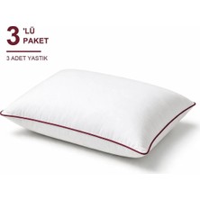 Binna Soft Eco Biyeli Yastık 3'li Paket 50X70 cm 800 gr Boncuk Silikon Elyaf Dolgulu - Bordo