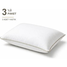 Binna Soft Eco Biyeli Yastık 3'li Paket 50X70 cm 800 gr Boncuk Silikon Elyaf Dolgulu - Bej