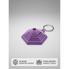 Altıgen Geometrik Stres Anahtarlık - Mor 3D Baskı Aksesuar