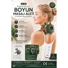 Beauty Vogue GL08 Parmakla Yoğuran El Hissi Sunan, Kumandalı Isıtmalı Dijital Ekranlı Şarjlı Boyun ve Omuz Masaj Aleti