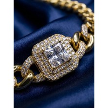 Zarene Silver Xuping Büyük Parlak Baget Taşlı 14K Gold Bileklik