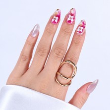 Takma Takma Takma Tırnak Pembe Nail Art Kısa Badem 10'lu Tekrar Kullanılabilir El Yapımı Protez Takma Tırnak EKBD3004
