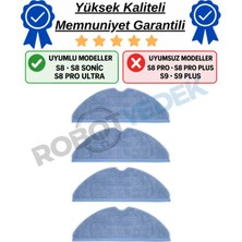 robotyedek Roborock S8 S8 Sonic S8 Pro Ultra Uyumlu 4 Adet Mop Fiber Bez Paspas-yüksek Kaliteli